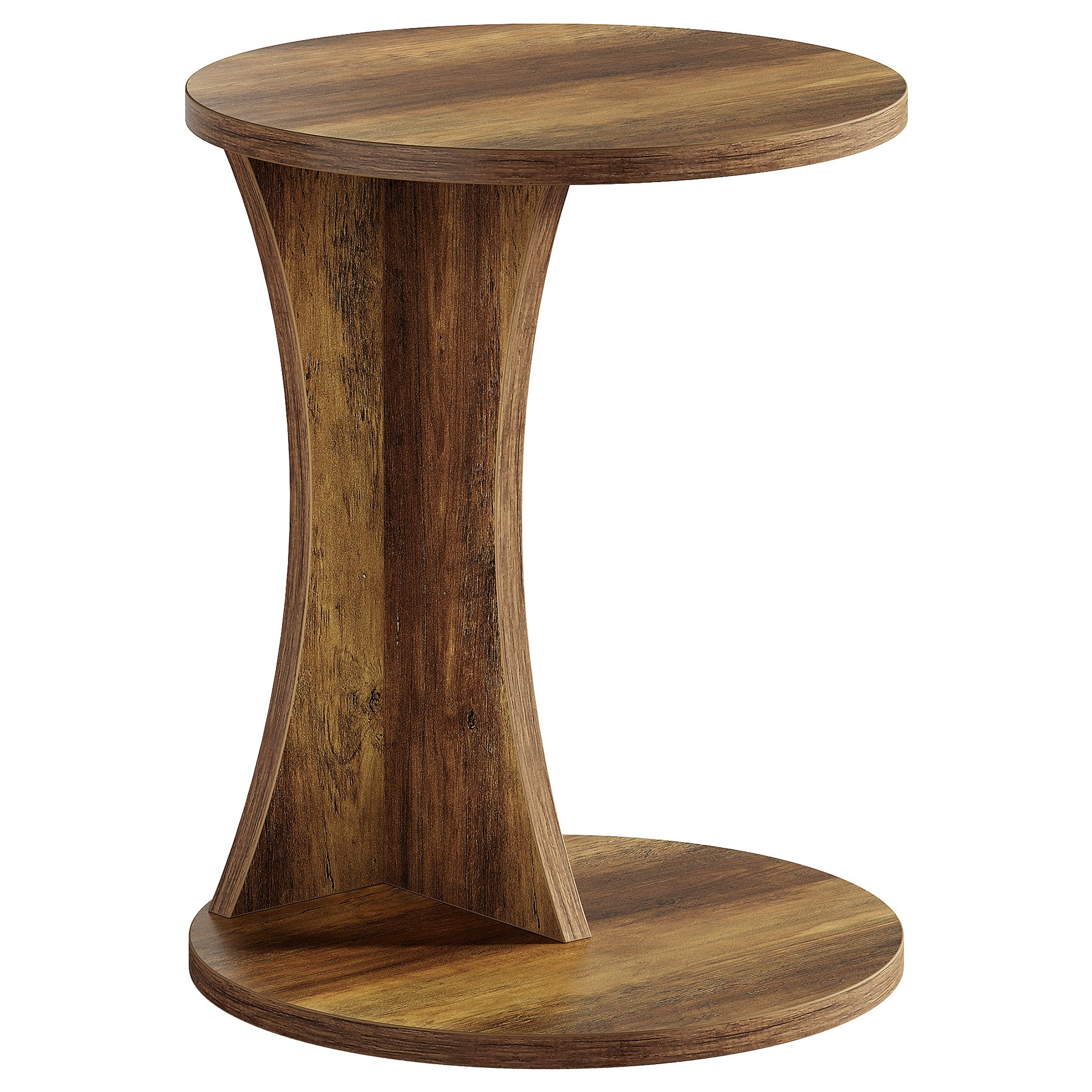 Tribesigns C-Form Beistelltisch, Runder Sofatisch 2-stöckiger Kaffeetisch für Wohnzimmer