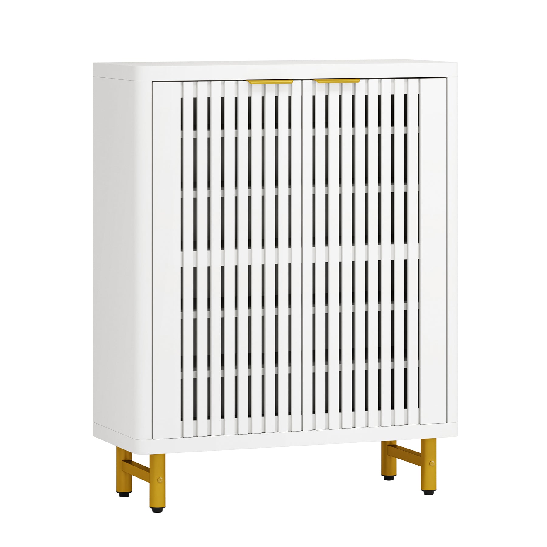 6-stöckiger Schuhschrank aus Holz mit Lamellentüren und verstellbaren Regalen