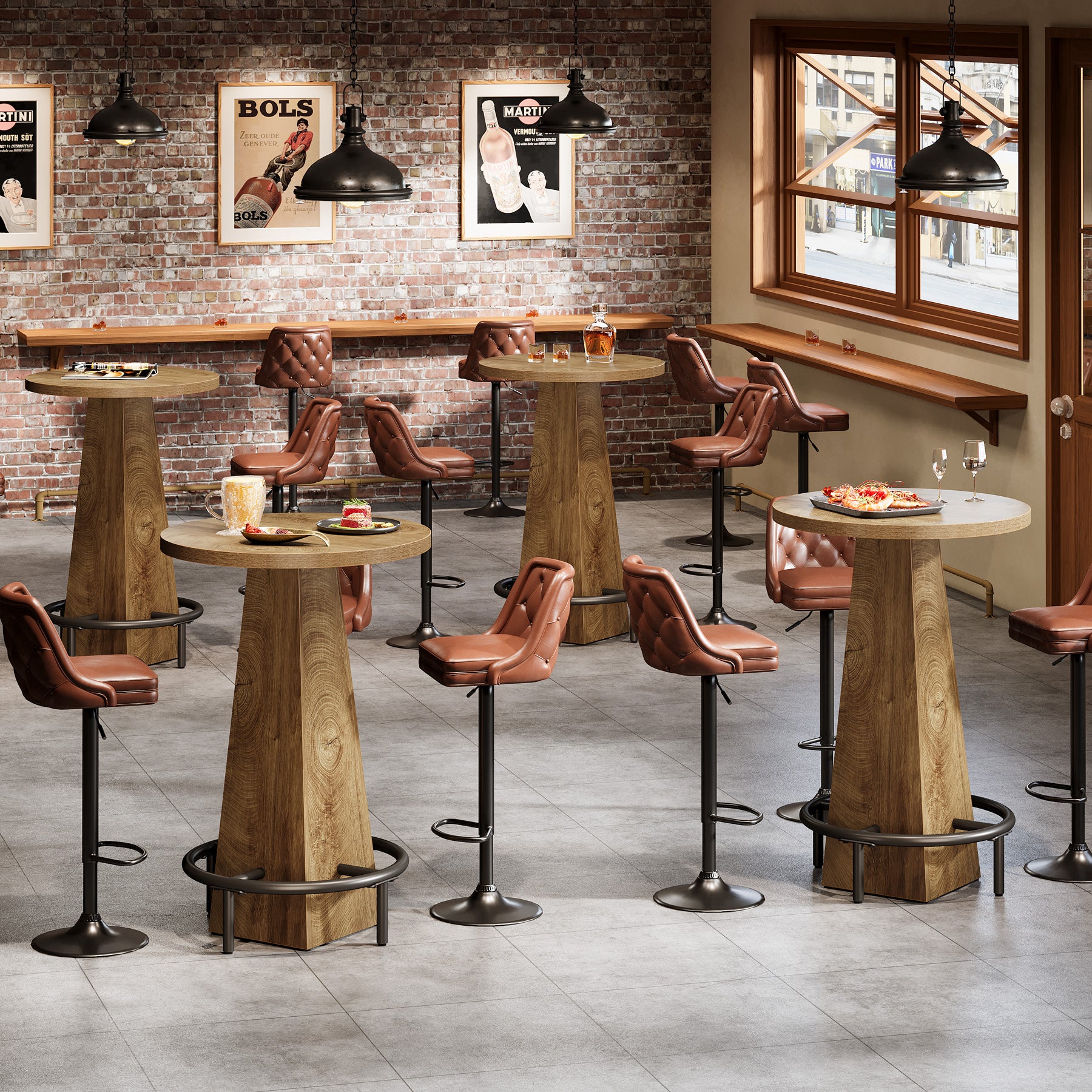 60 cm Runder Bartisch in Stehtischhöhe, Pub- & Bistrotisch für Küche, Esszimmer und Hausbar