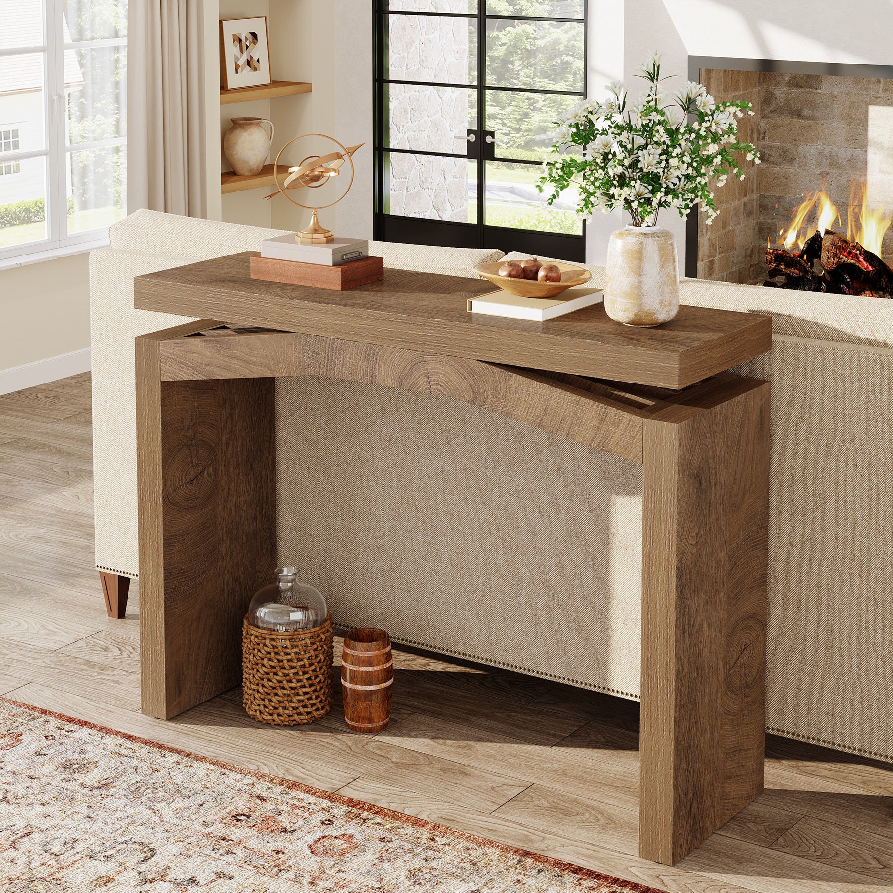 Tribesigns Konsolentisch 100 cm schmal, Flurtisch im Landhausstil mit modernem Design