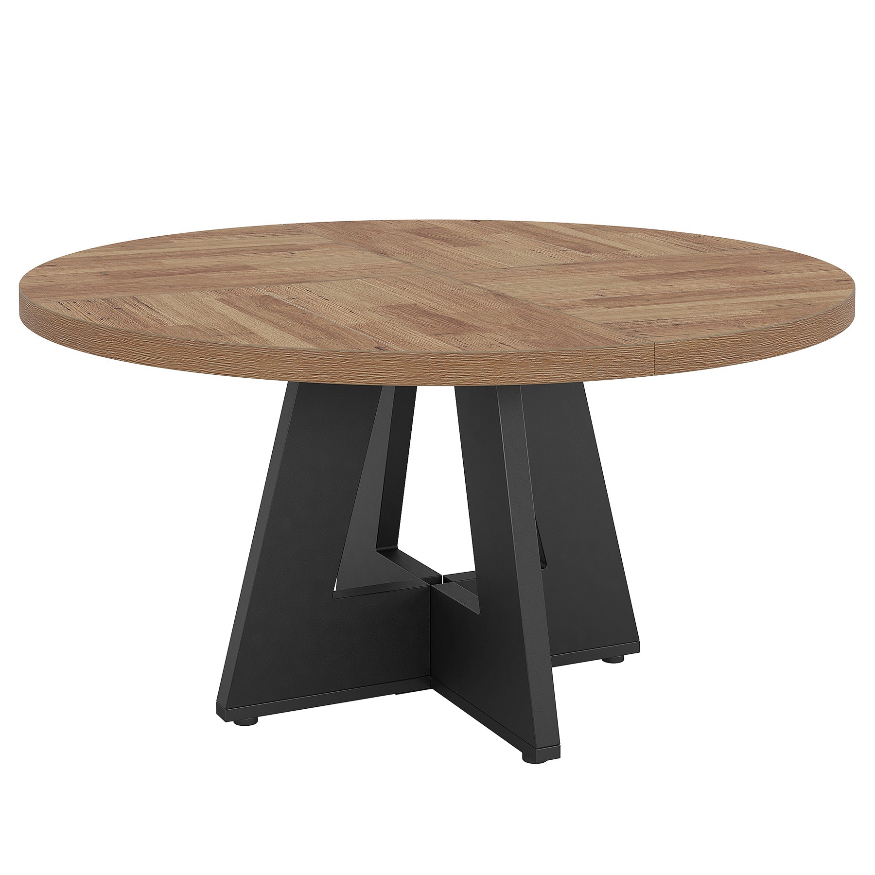 4 Personen Runder Esstisch, 120 cm Bauernhaus Esstisch mit Holztischplatte und Beinen