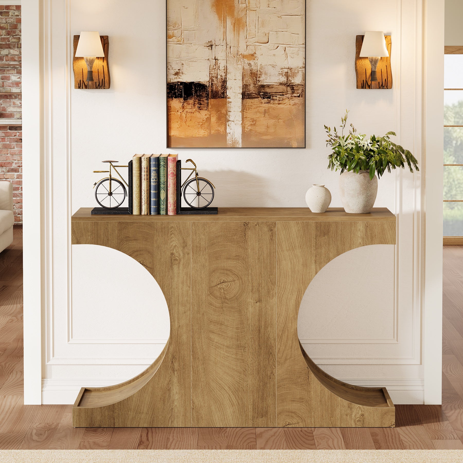 Tribesigns Schmaler Konsolentisch 105 cm im Landhausstil, Flurtisch mit C-Gestell, Sofatisch für Flur und Wohnzimmer