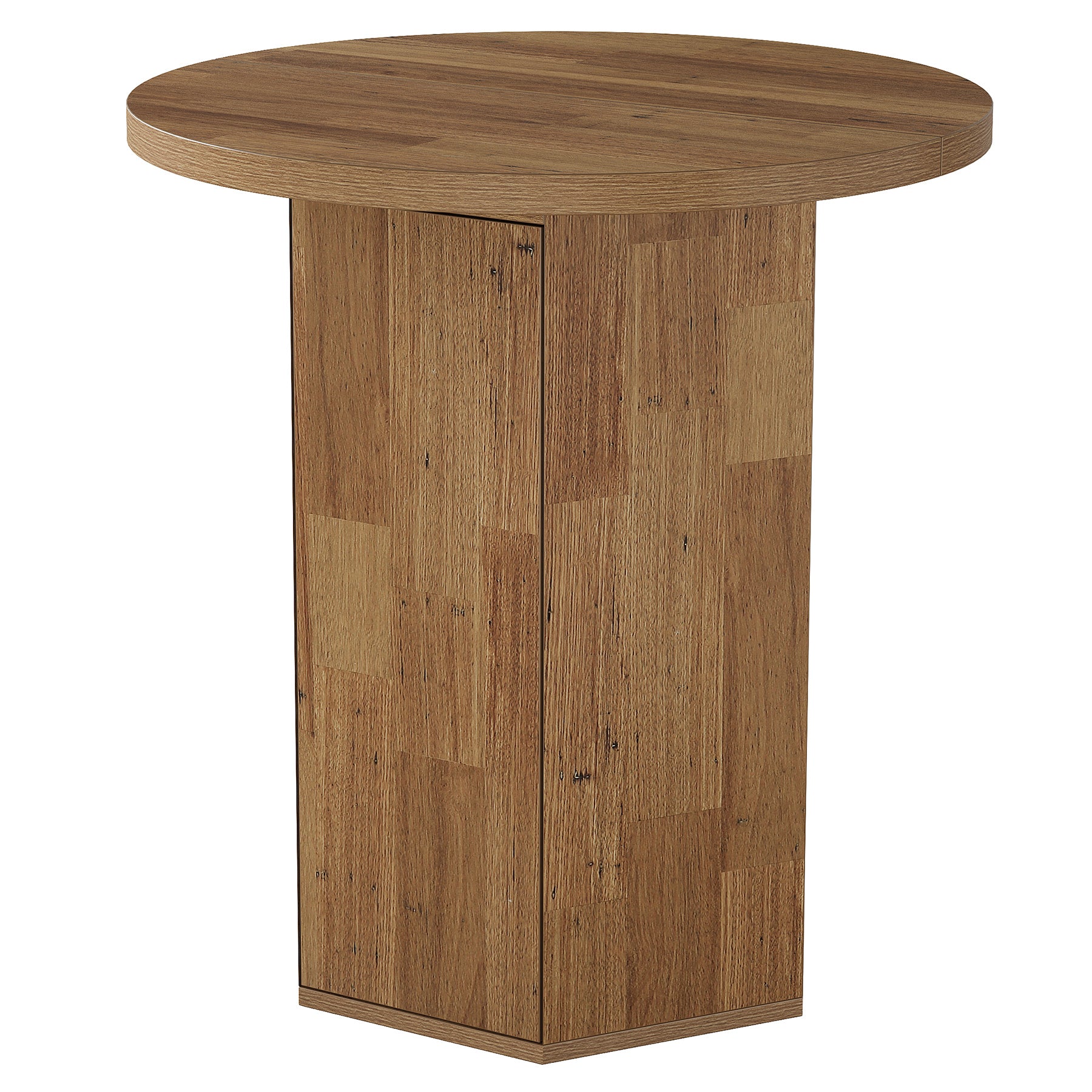 Tribesigns Bartisch Rund 80 cm mit Stauraum, Hoher Stehtisch mit integriertem Schrank im Landhausstil