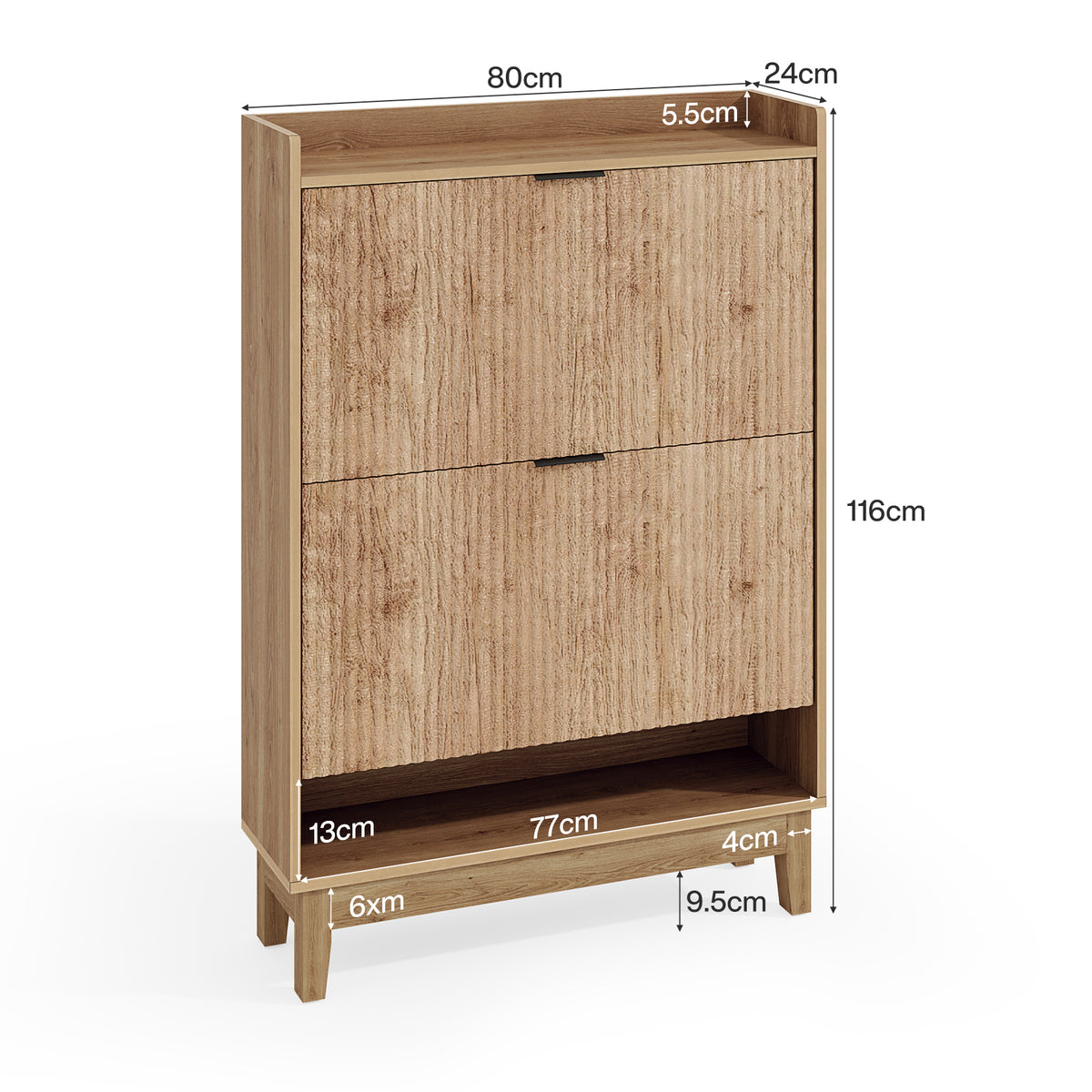 Tribesigns Schmaler Schuhschrank 80 cm – Schuhkipper mit 2 Klappen & S