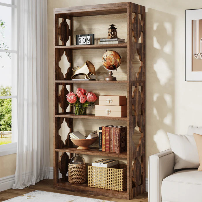 6-stöckiges Bücherregal, 179 cm Bücherregal aus Holz