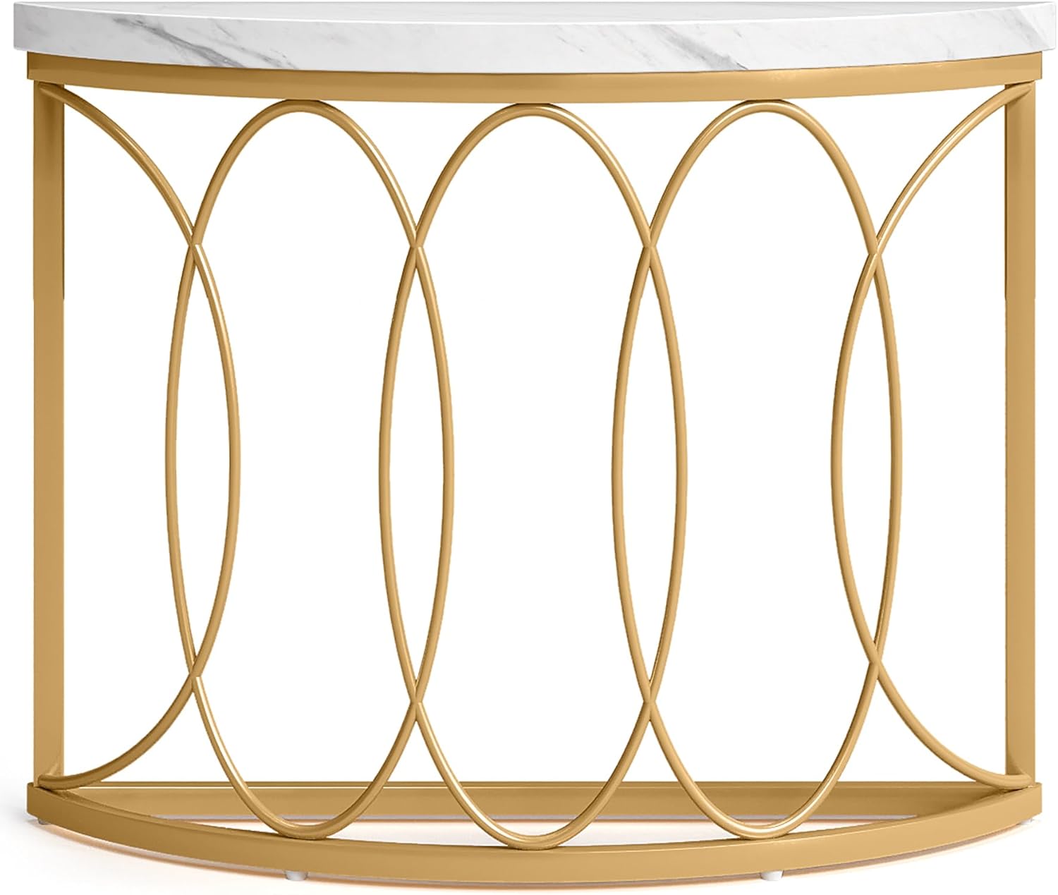 Gold Konsolentisch - Beistelltisch mit Metallgestell und Halbmond-Design