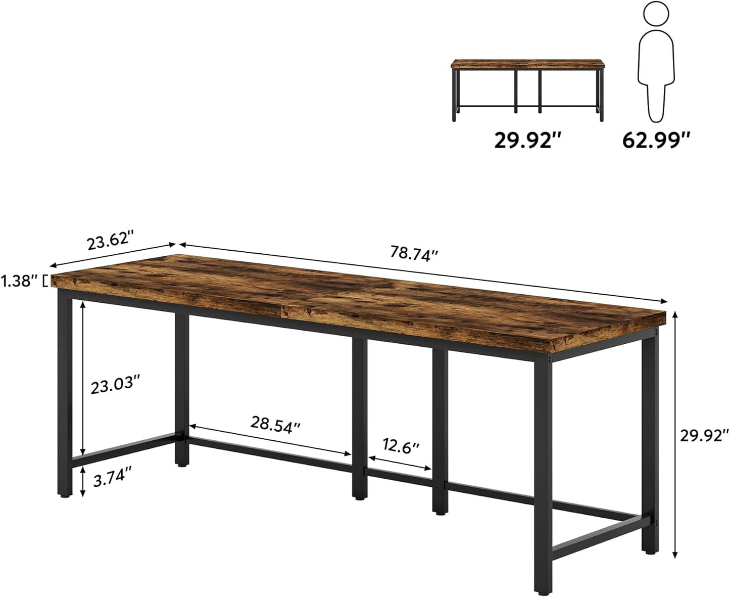 Doppelschreibtisch, Bürotisch für Arbeitszimmer, Schlafzimmer, Home Office