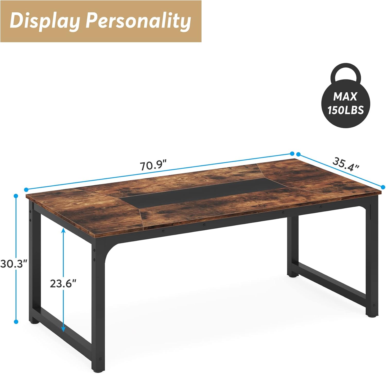 71" x 35.4" Industrieller Küchentisch für 6-8 Sitzer