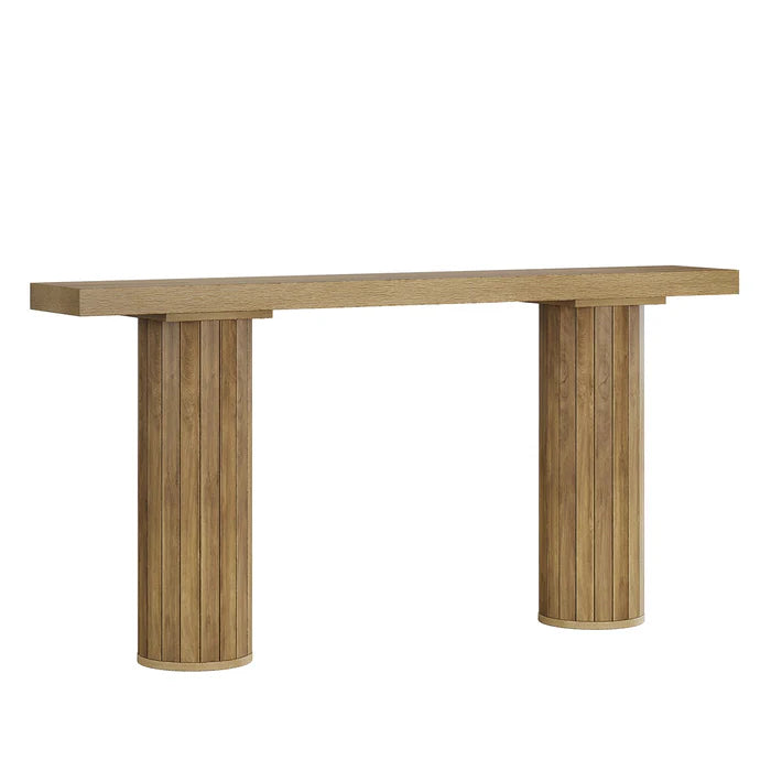160 cm Konsolentisch, Bauernhaus-Foyer-Sofatisch mit runden Beinen