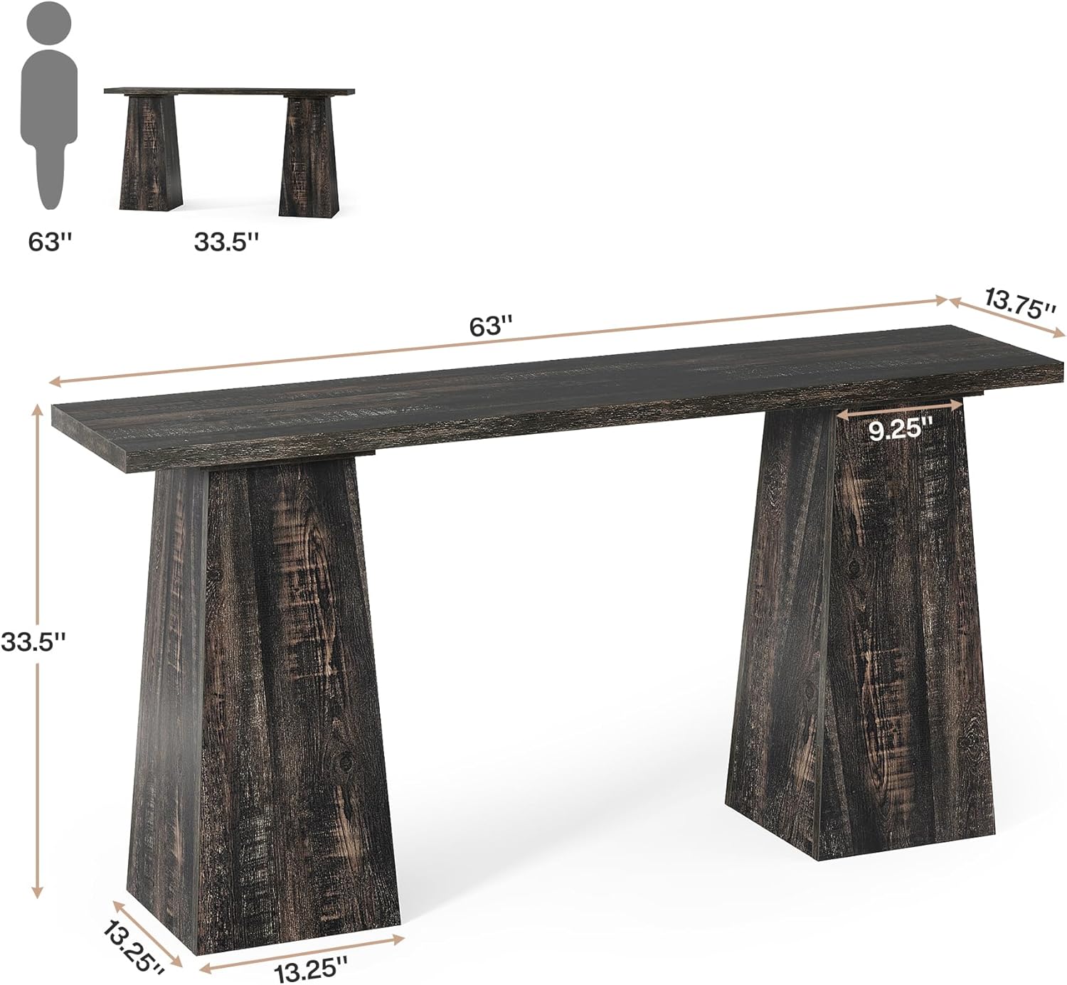 160cm Konsolentisch, schmaler Sofa-Flurtisch aus Holz