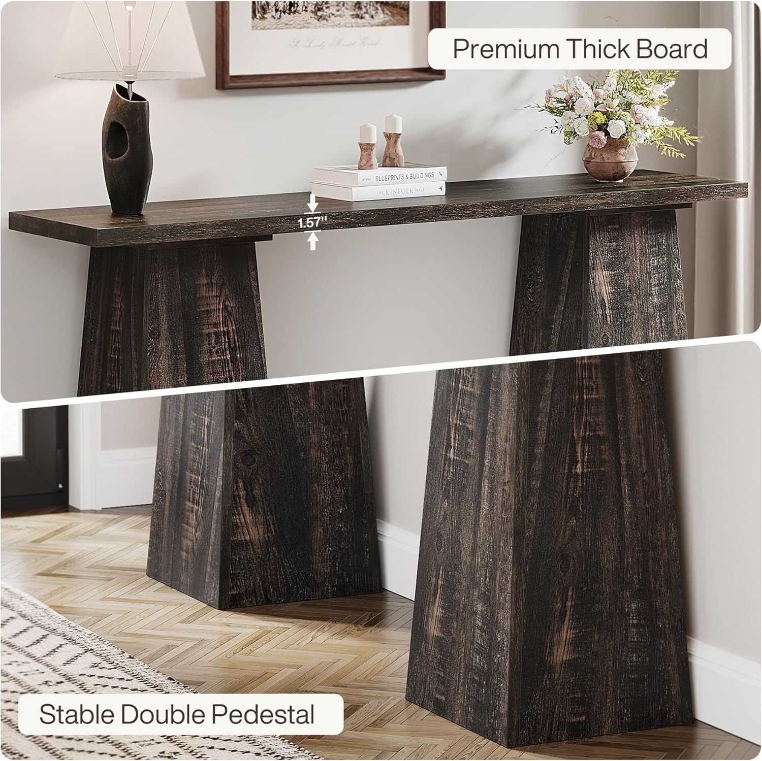 160cm Konsolentisch, schmaler Sofa-Flurtisch aus Holz