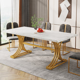 63'' Modern Dining Table with Faux Marble Tabletop & Metal Legs Tribesigns 3