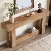 160 CM Holzkonsolentisch, 2-stufiger Bauernhaus-Eingangstisch 3