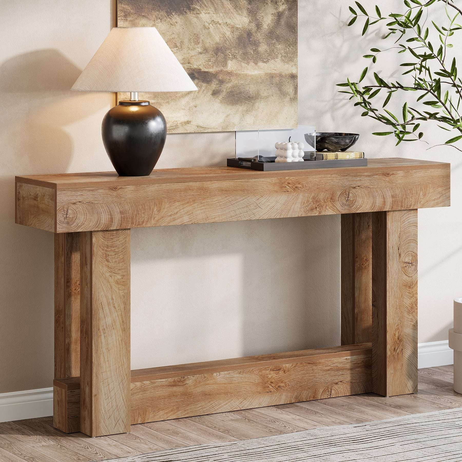 160 CM Holzkonsolentisch, 2-stufiger Bauernhaus-Eingangstisch