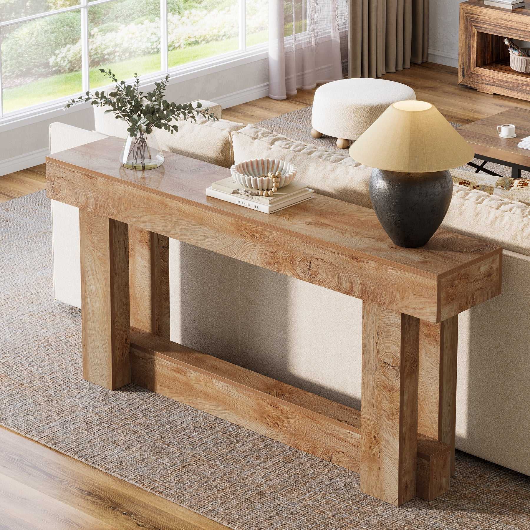 160 CM Holzkonsolentisch, 2-stufiger Bauernhaus-Eingangstisch