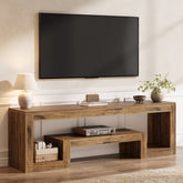 TV-Lowboard 160 cm, Bauernhaus Fernsehkonsole mit offenen Ablagen für 55–65 Zoll Fernseher 3