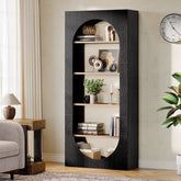 Tribesigns Bücherregal 180 cm, 5 Ebenen mit Rundbogen, Schmales Standregal mit viel Stauraum 3