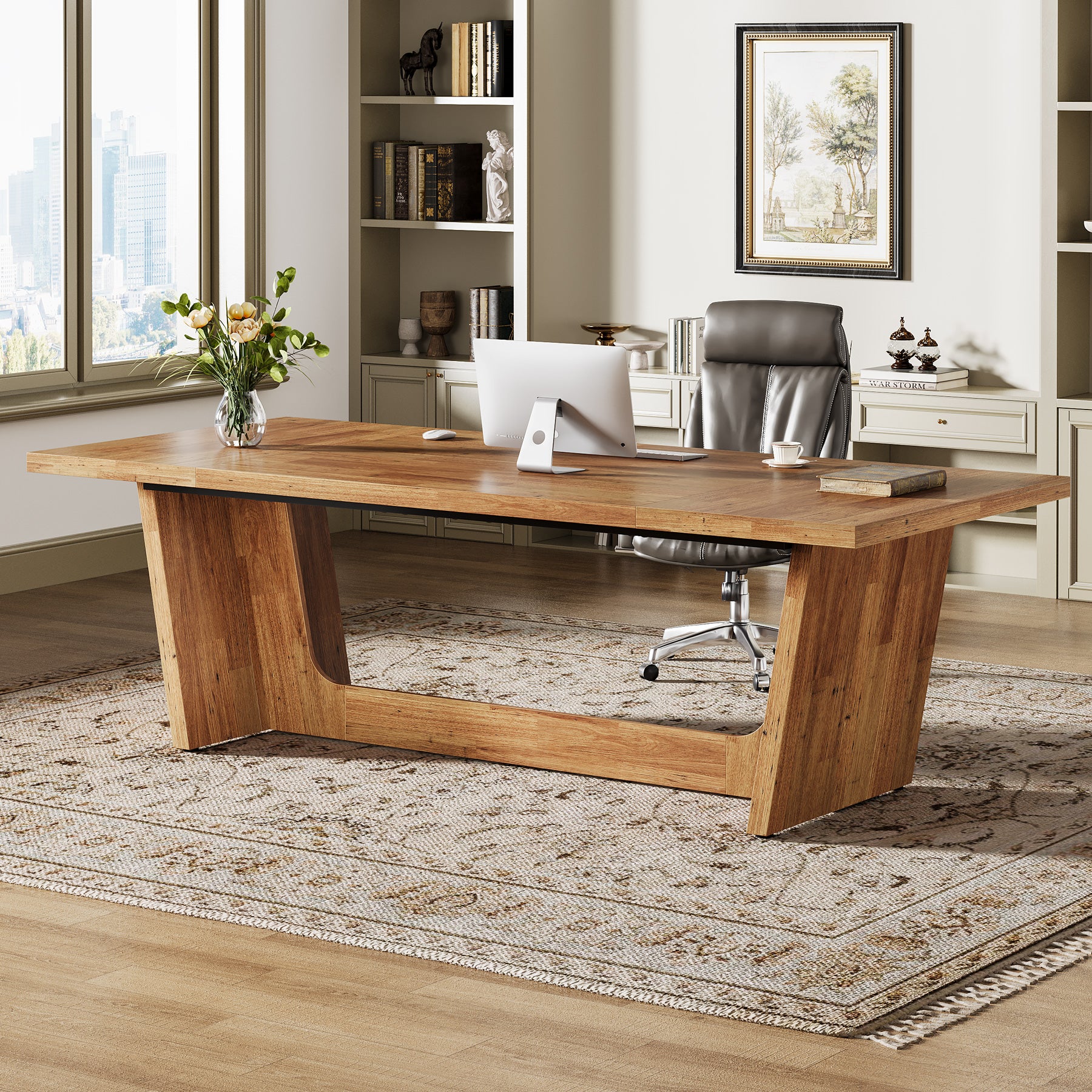180 cm Großer Schreibtisch, Computertisch und Bürotisch für Home Office und Büro