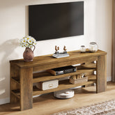 TV Lowboard für 55 Zoll Fernseher, 120 cm Medienkonsole mit offenen Regalfächern & Soundbar-Ablage 3