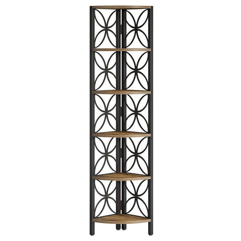 180 cm hohes 6-etagiges Eckregal im Industriestil für Wohnzimmer & mehr