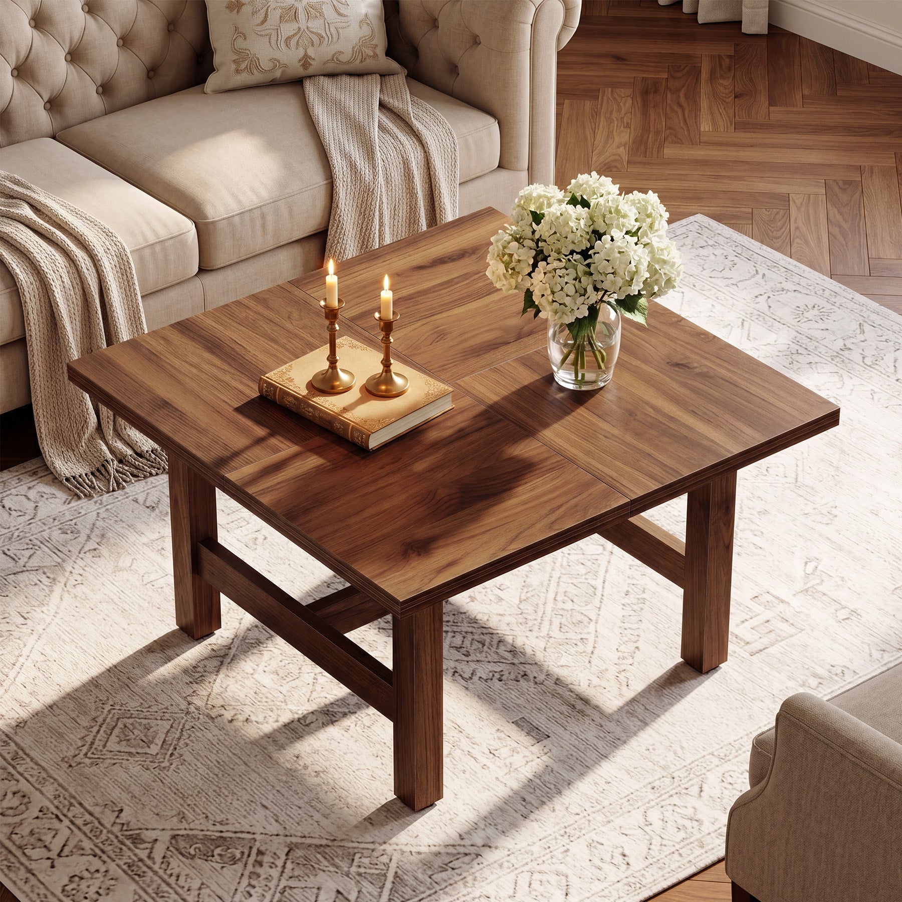 Tribesigns Quadratischer Couchtisch 79 cm, Wohnzimmertisch mit stabilen Beinen & großer Tischplatte
