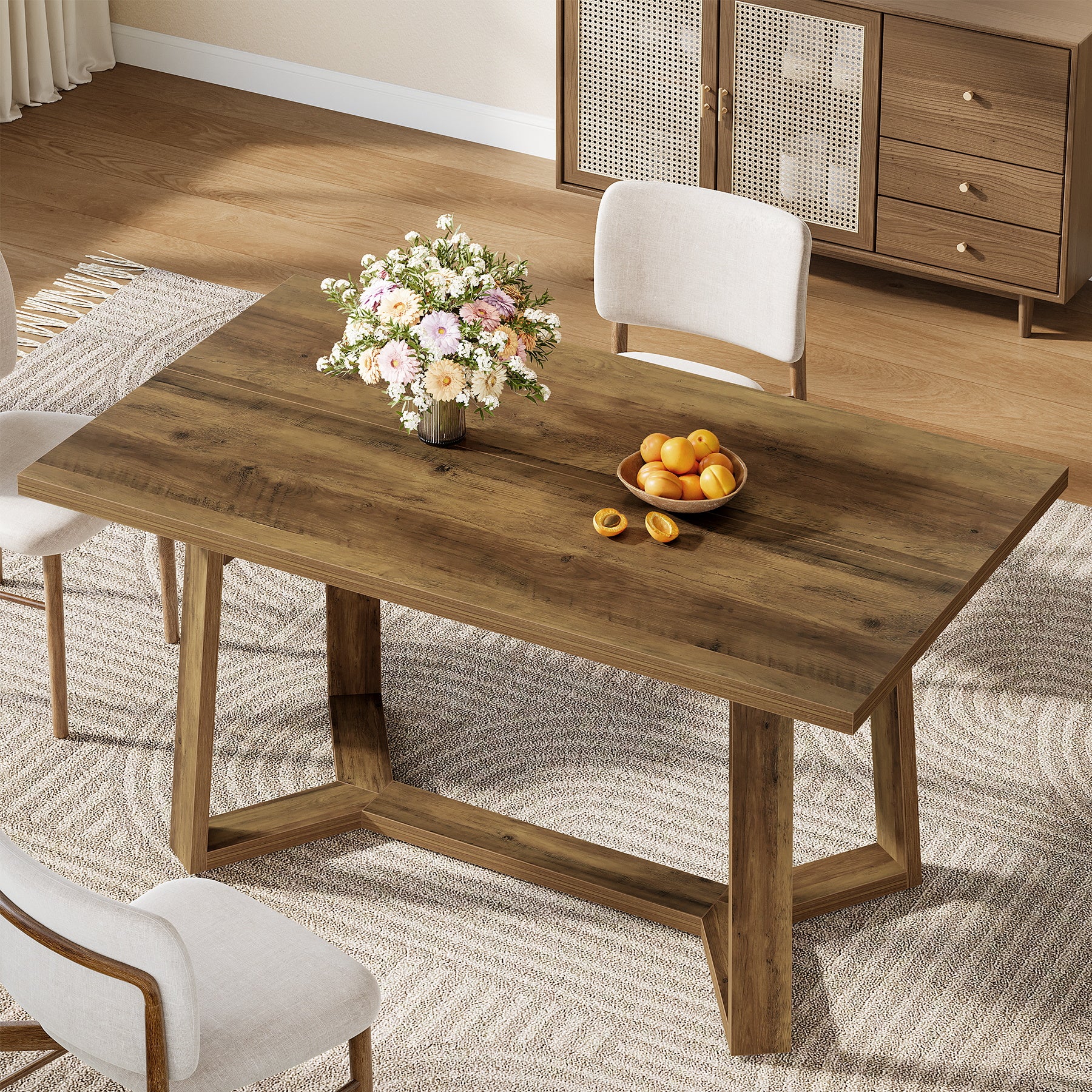 Moderner Esstisch 120 cm für 4–6 Personen, MDF mit Massivholzoptik, rechteckiger Küchentisch