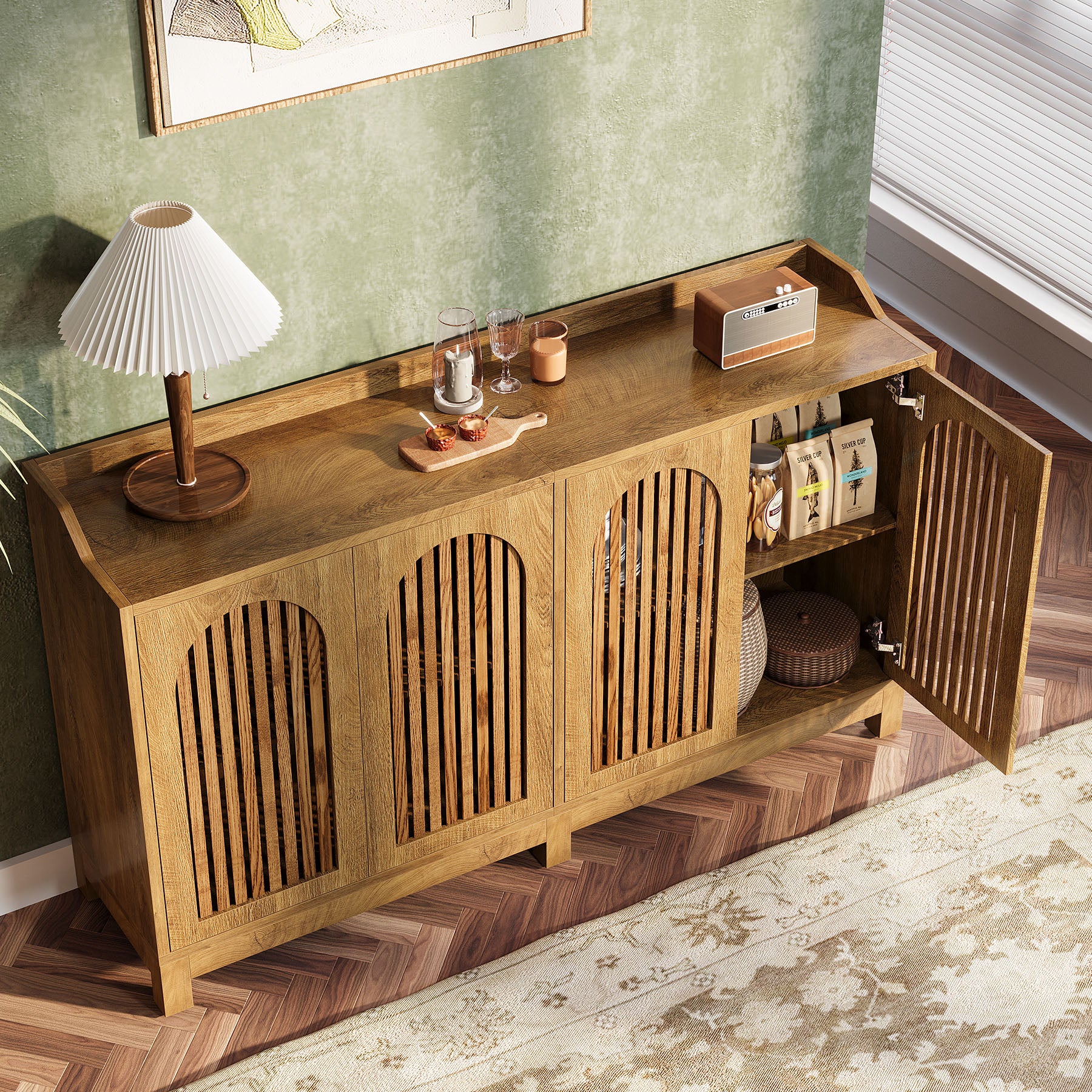 Tribesigns Sideboard 145 cm, Buffetschrank mit Türen & Verstellbaren Einlegeböden