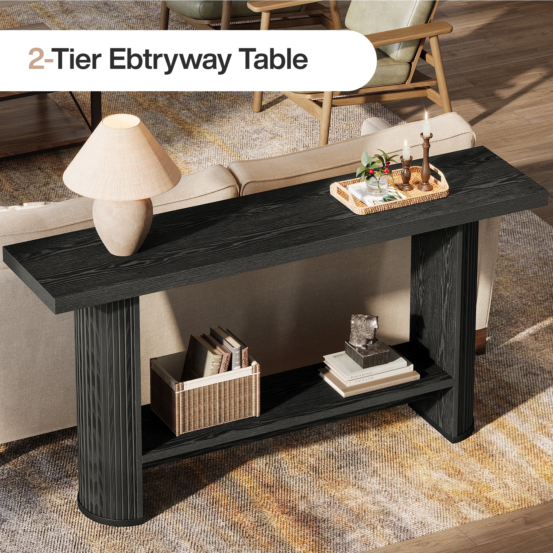 140cm Landhaus-Konsolentisch - Schmaler Tisch für Flur & Couch