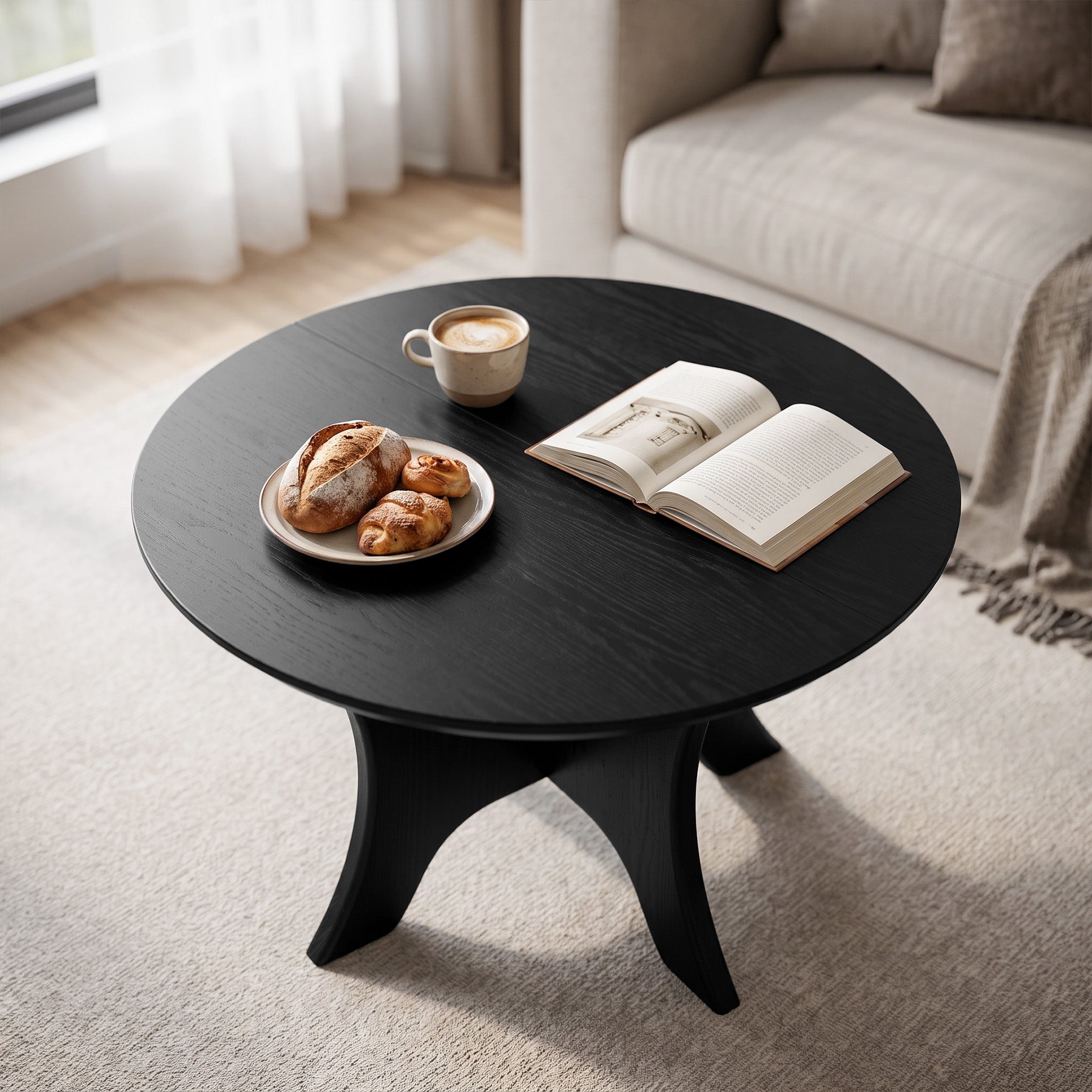 Tribesigns Runder Couchtisch 79 cm, Moderner Wohnzimmertisch mit stabilem Kreuzgestell