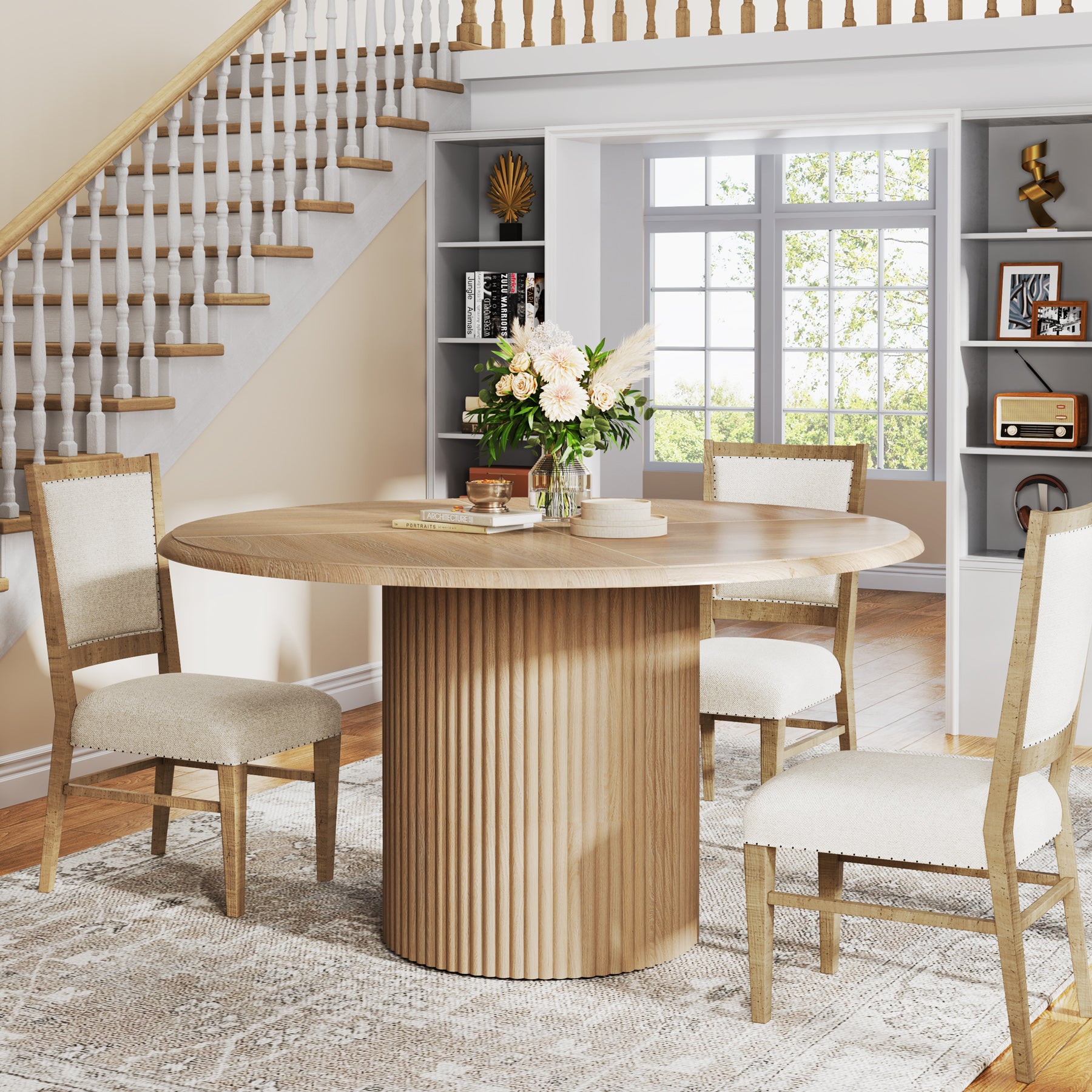 120 cm Runder Küchentisch , Esstisch für 4–6 Personen mit stabilem Metallsockel