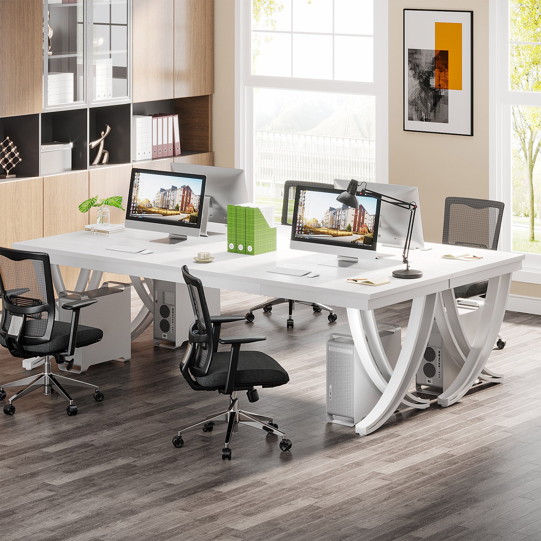 200 cm Doppelter Langer Schreibtisch, Schreibtisch, Computertisch, für Home Office