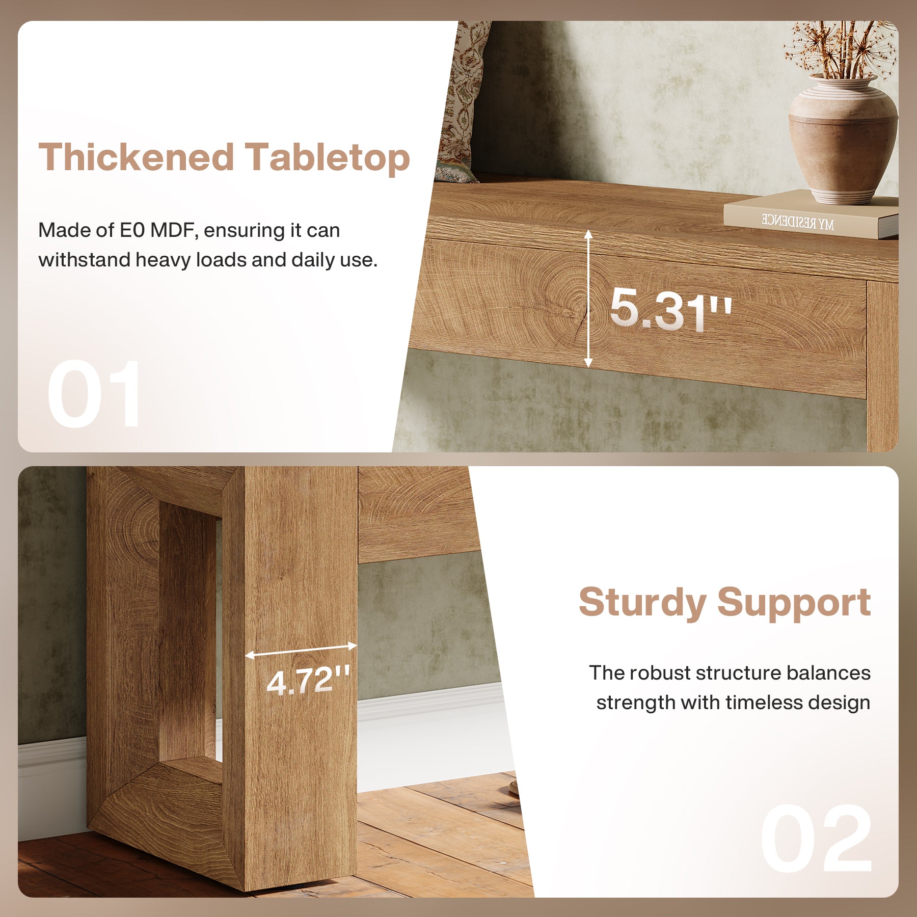 Tribesigns 120 cm Sitzbank im Landhausstil, Esszimmerbank & Schlafzimmerbank aus MDF