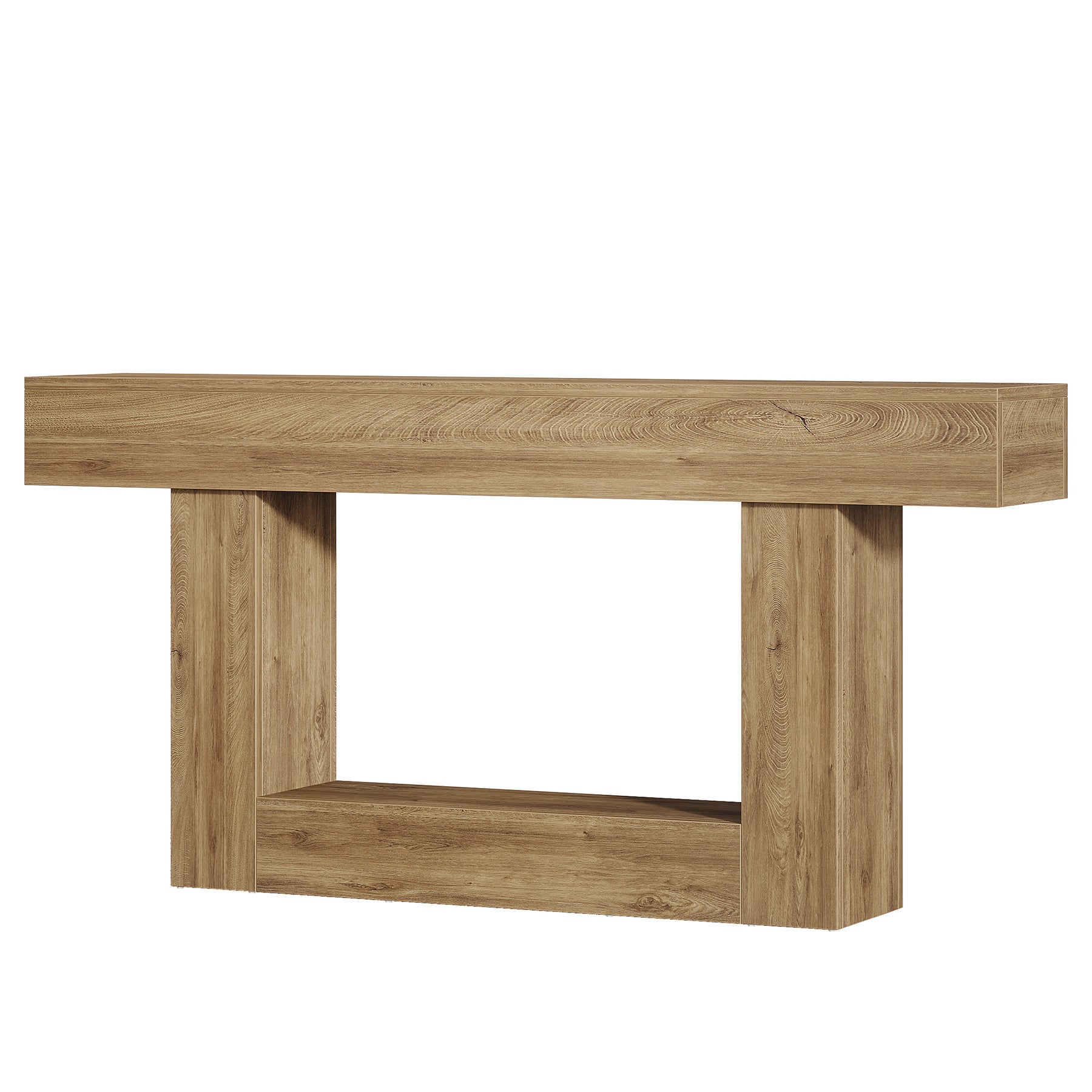 160 cm Konsolentisch, Bauernhaus-Sofatisch mit 2 Ebenen, Eingangstisch