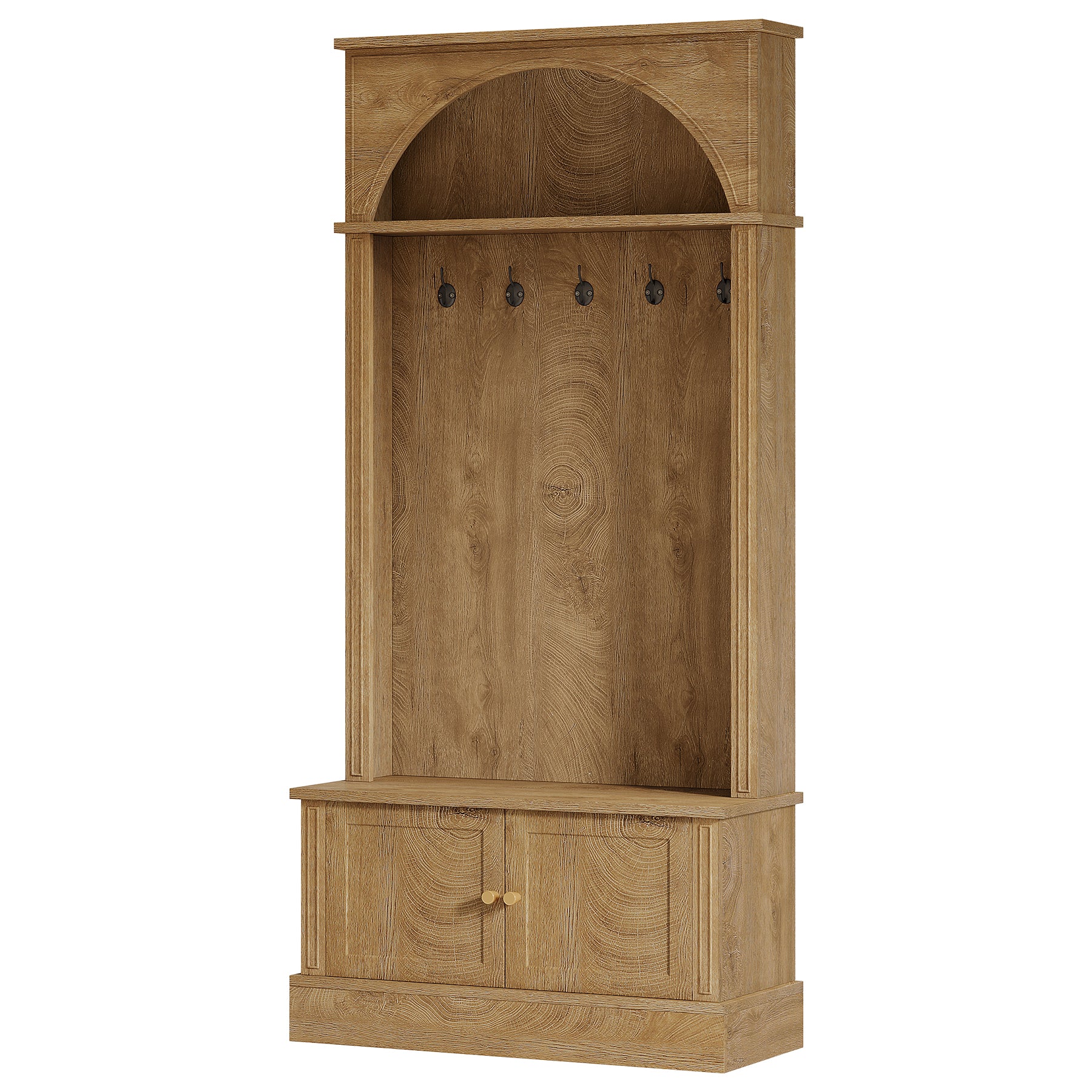 Tribesigns Garderobe mit Sitzbank & Schuhregal, Flurgarderobe 4-in-1 mit 5 Doppelhaken, verstellbare Ablagen