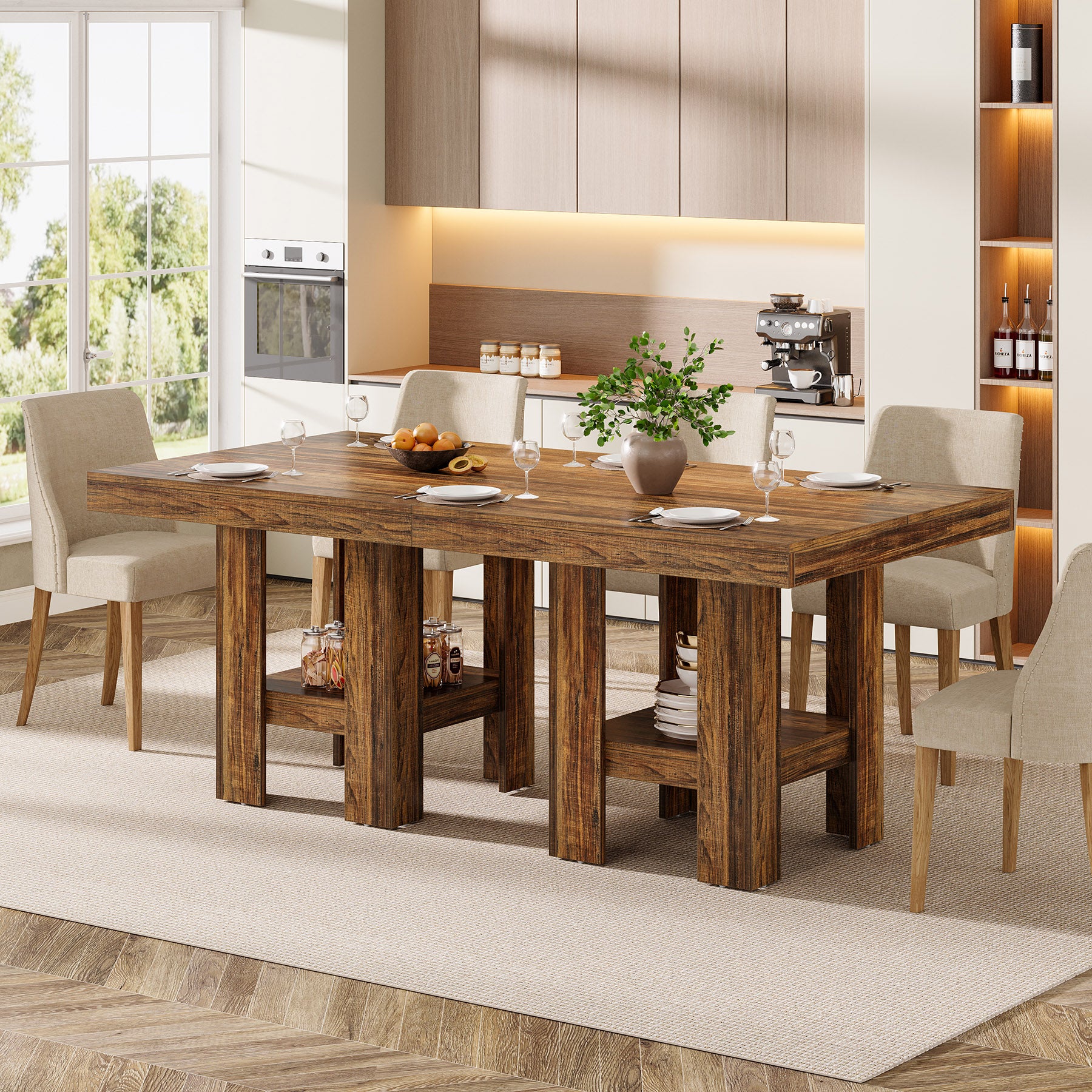 80 cm Quadratischer Esstisch für 2 Personen, industrieller Holz-Küchentisch