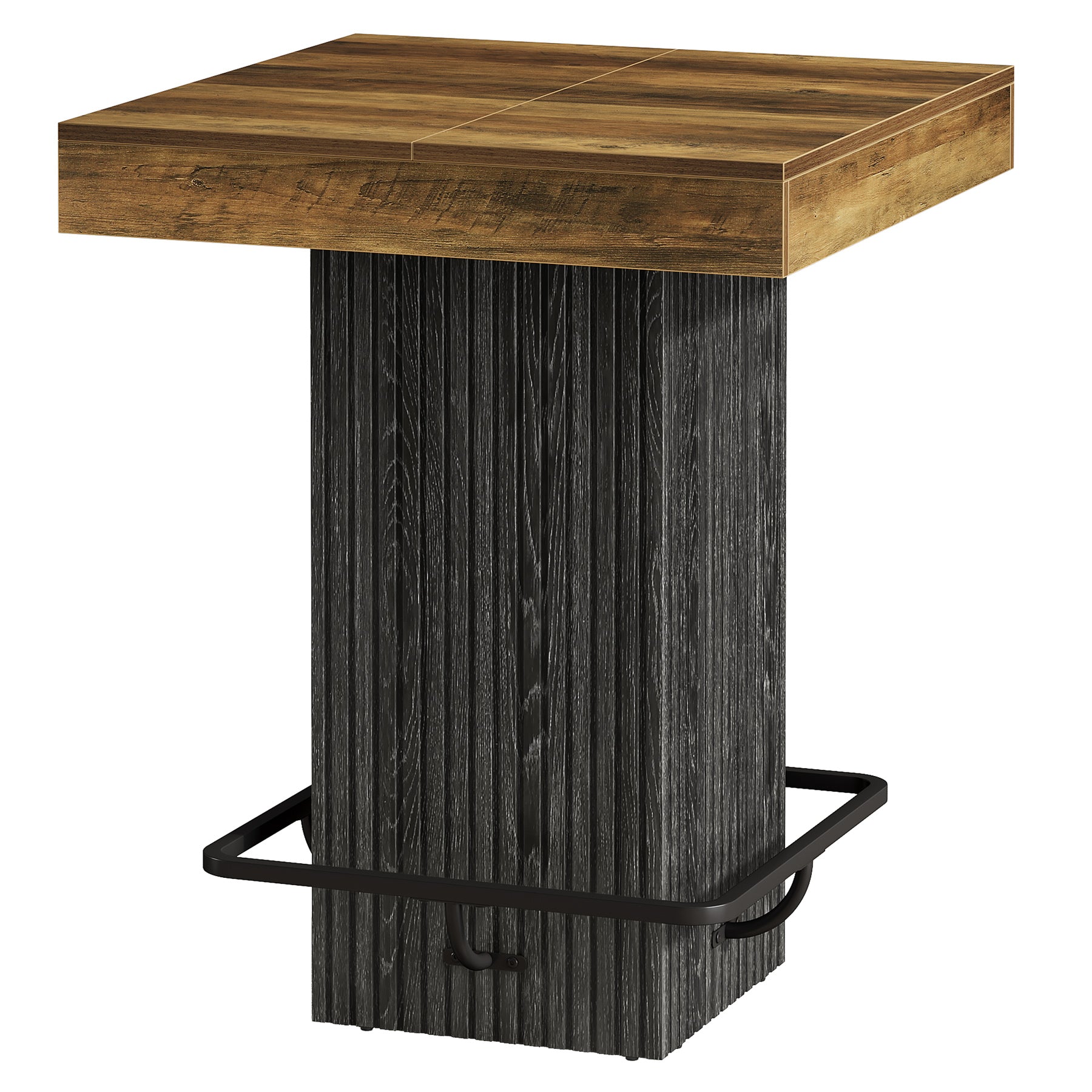 Tribesigns Bartisch Quadratisch 80 x 80 cm, Hochtisch mit Fußstütze, Industrial Bistrotisch