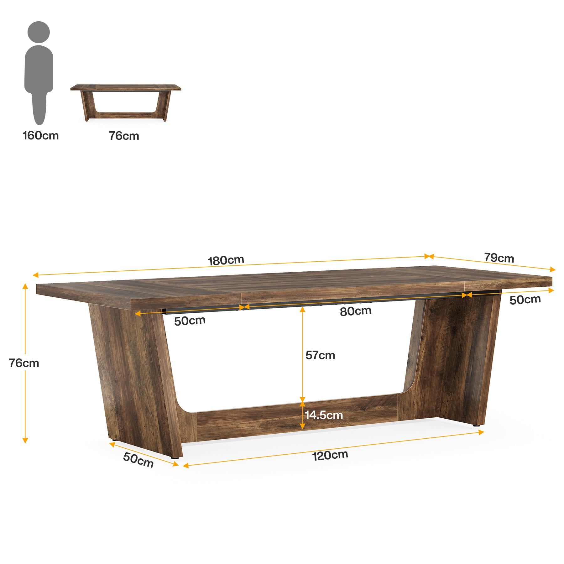 180 cm Großer Schreibtisch, Computertisch und Bürotisch für Home Office und Büro