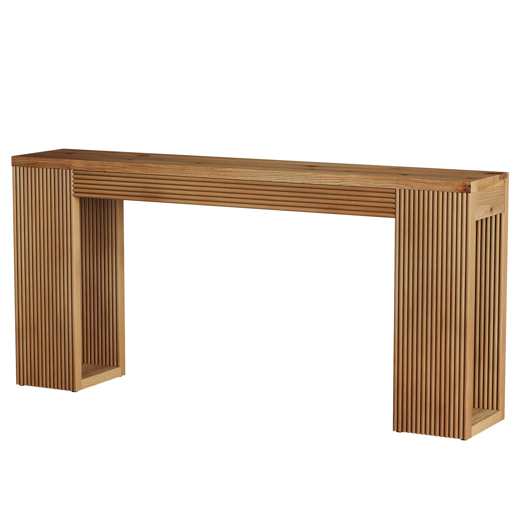 Tribesigns Konsolentisch aus Massivholz 160 cm, Schmaler Flurtisch mit Geriffelten Beinen