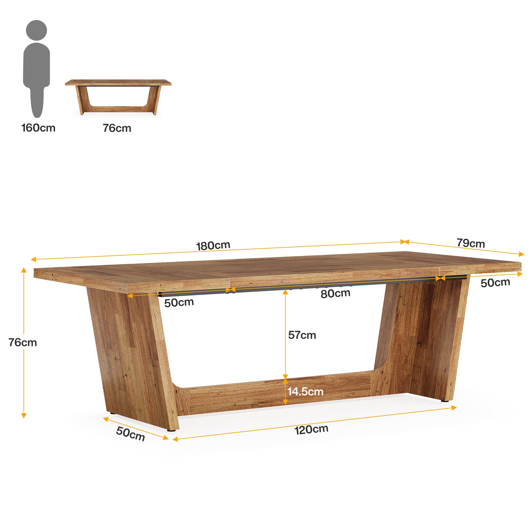 180 cm Großer Schreibtisch, Computertisch und Bürotisch für Home Office und Büro