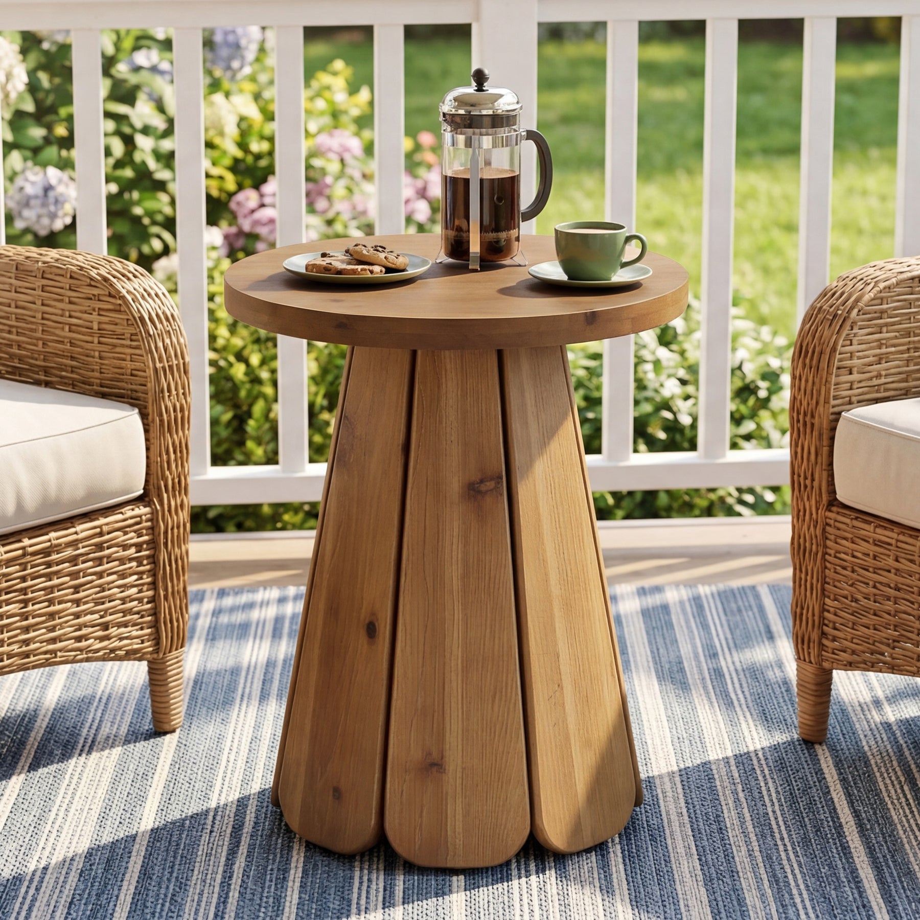 Tribesigns Runder Beistelltisch aus Massivholz, 50 cm Couchtisch im Landhausstil mit skulpturalem Standfuß