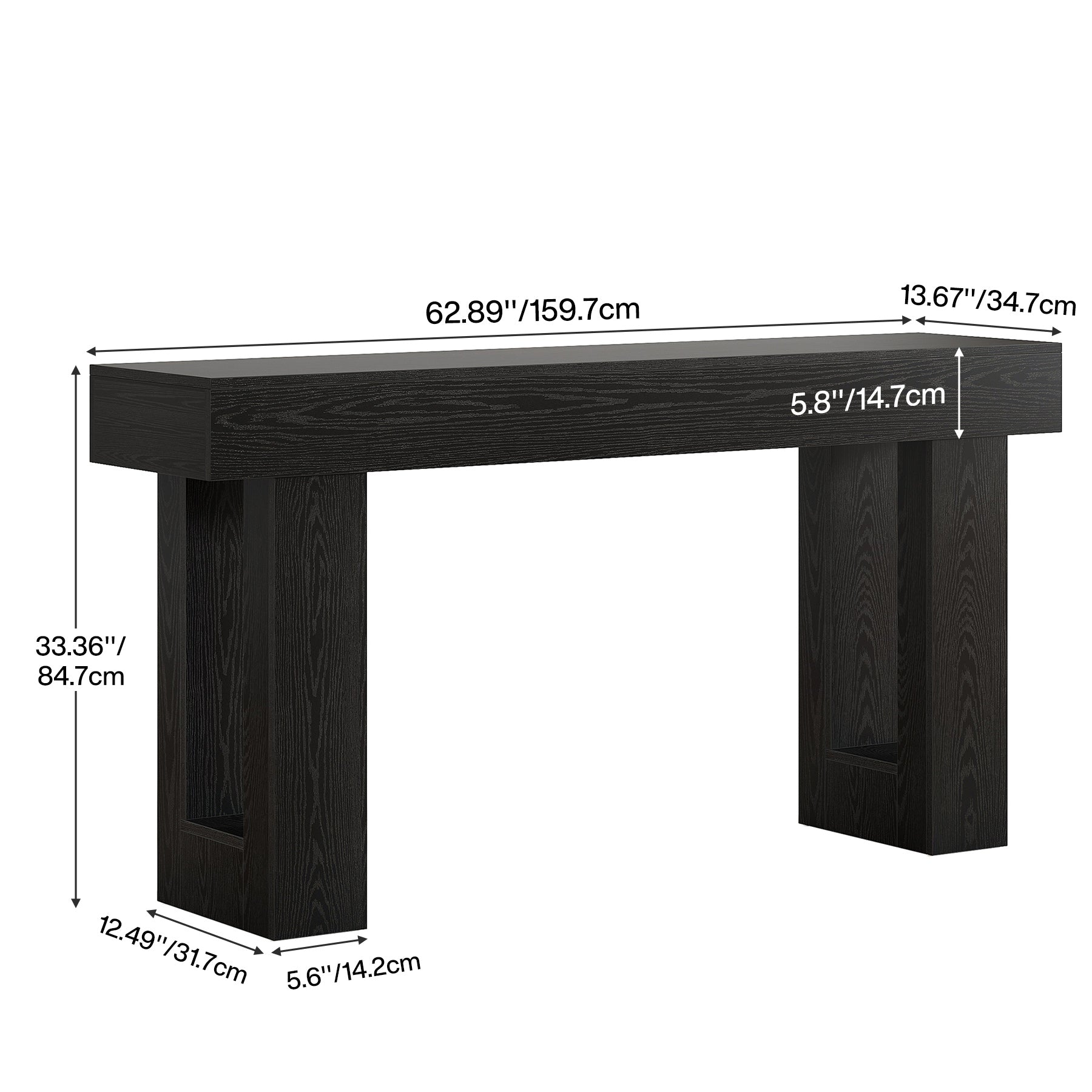 Konsolentisch 160 cm aus Holz, rechteckiger Sofatisch für hinter dem Sofa