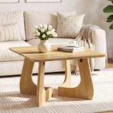 Tribesigns Quadratischer Couchtisch 80 cm, Moderner Wohnzimmertisch mit skulpturalem Holzgestell 3