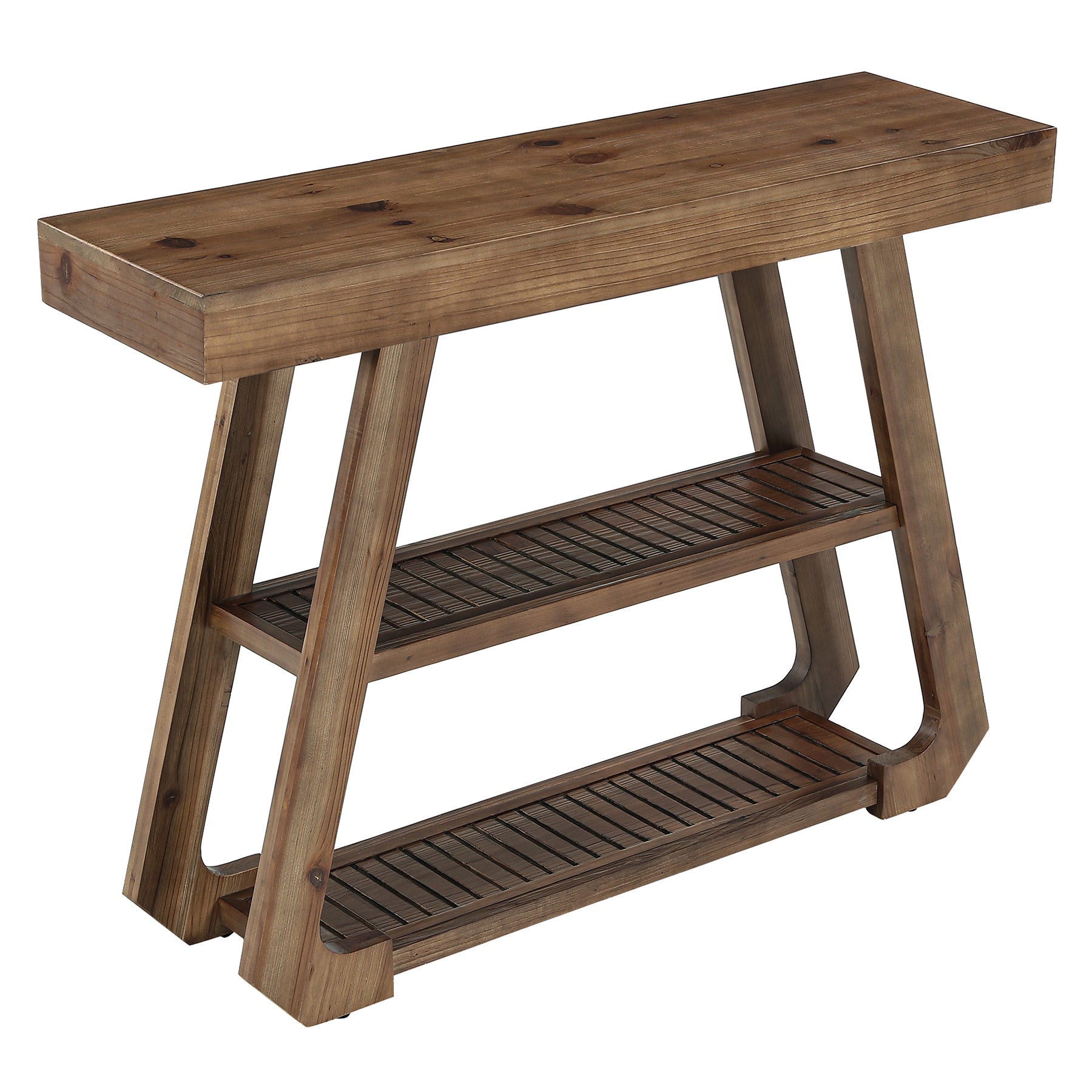 Tribesigns Massivholz Konsolentisch 105 cm mit 3 Ablagen, Landhaus Flurtisch mit A-Gestell