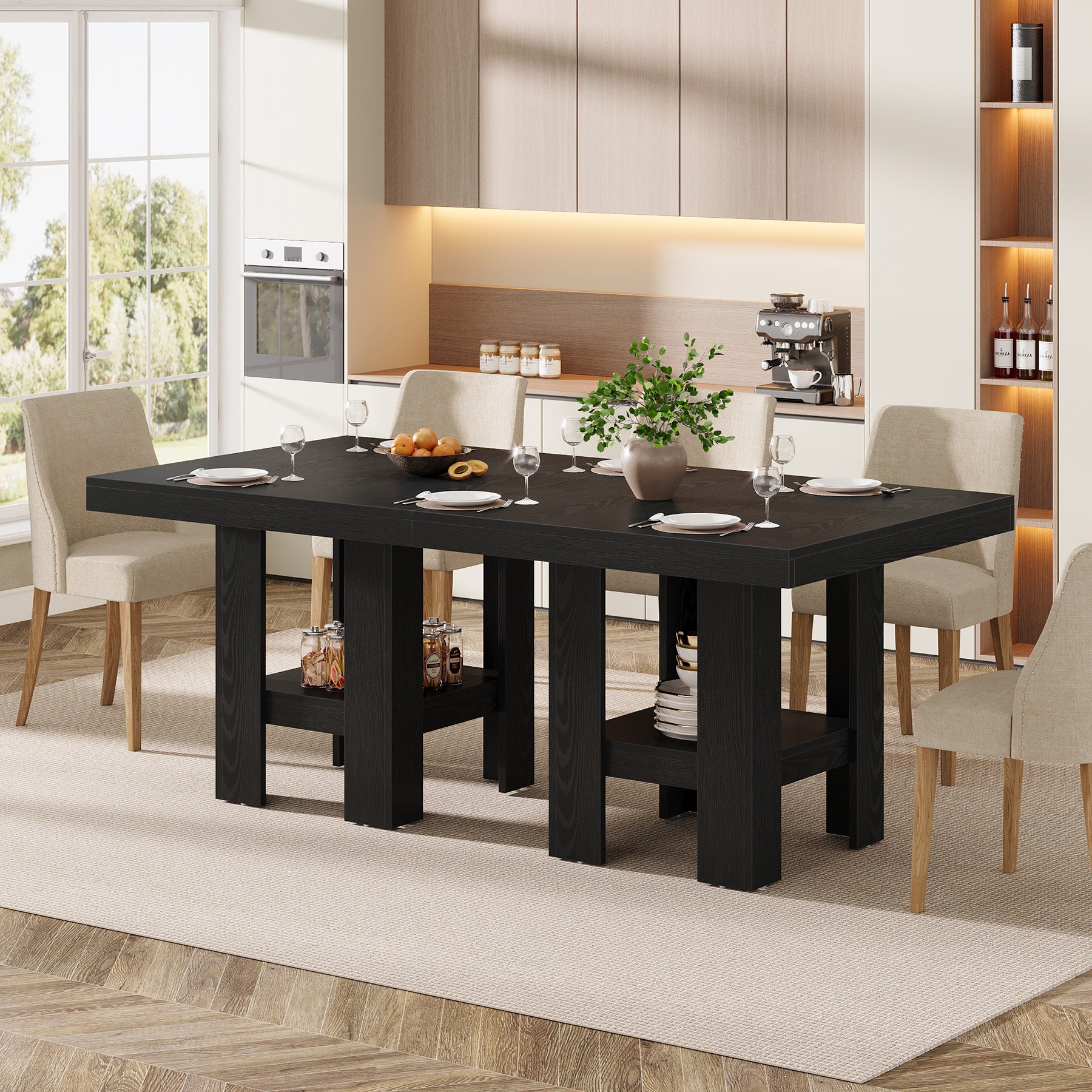 80 cm Quadratischer Esstisch für 2 Personen, industrieller Holz-Küchentisch