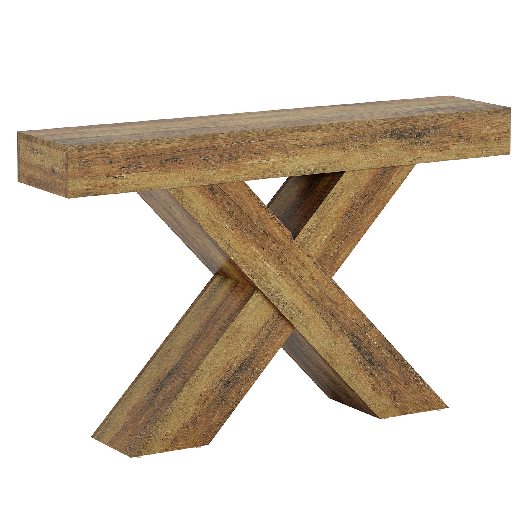 Tribesigns Konsolentisch 140 cm Schmal, Industrial Flurtisch mit X-förmigen Beinen
