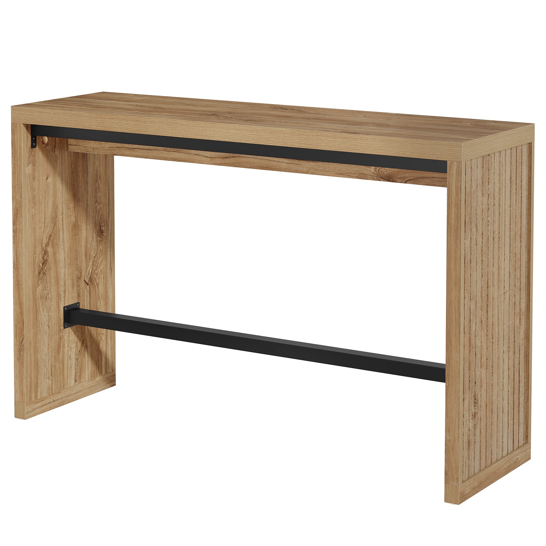 Tribesigns Bartisch 140 cm, Hochtisch mit Metall-Fußstütze, Stehtisch im modernen Landhausstil