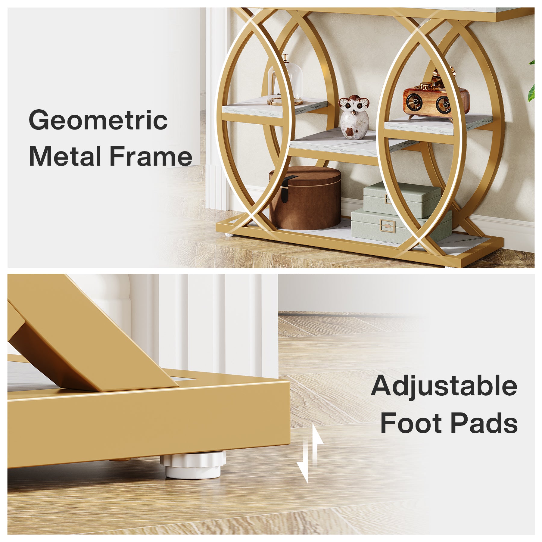 100cm Konsolentisch, 4-stufiger Sofatisch, Eingangstisch mit Ablageflächen