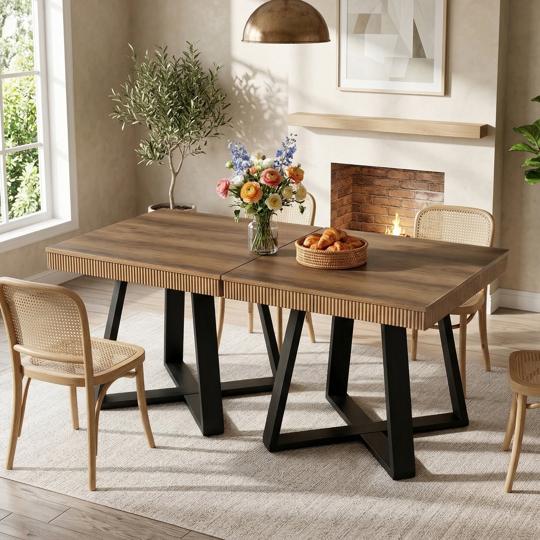 Tribesigns Kleiner Esstisch 80x80 cm quadratisch für 2–4 Personen, platzsparender Küchentisch mit X-Gestell