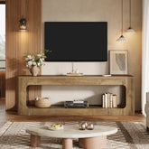 Tribesigns TV-Lowboard 160 cm im Landhausstil, TV-Schrank für 55–75 Zoll Fernseher mit 2 Ebenen 3