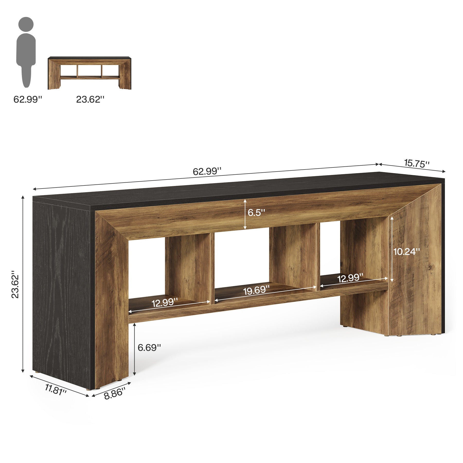 Tribesigns TV-Lowboard für bis zu 70 Zoll Fernseher, 160 cm Entertainment Center mit 3 Fächern